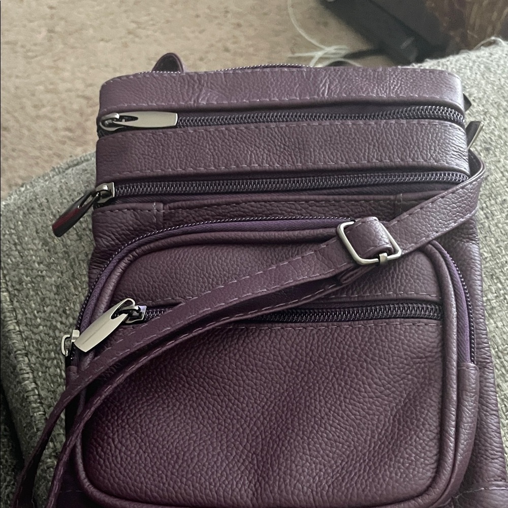 Purple Leather Crossbody Bag